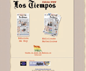 Apariencia del web de 'Los Tiempos' en el año 1997.